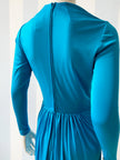 Aquablauwe tricot maxijurk