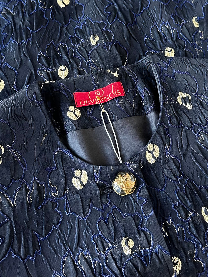 Donkerblauw/zwart jacquard jasje