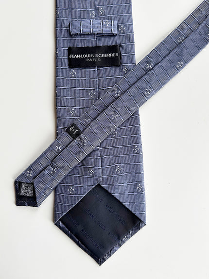 Blauwe zijden designer stropdas