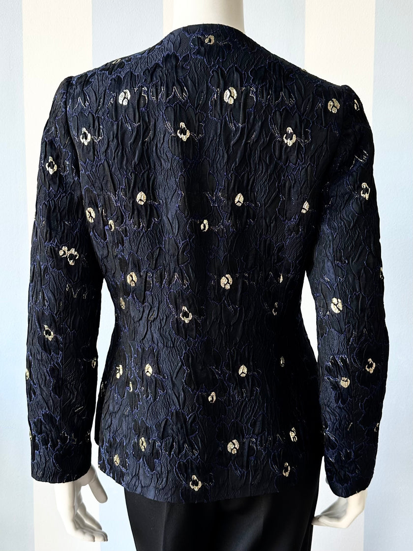 Donkerblauw/zwart jacquard jasje