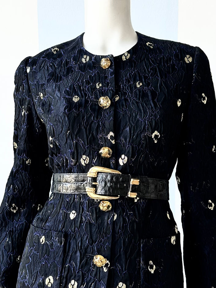 Donkerblauw/zwart jacquard jasje