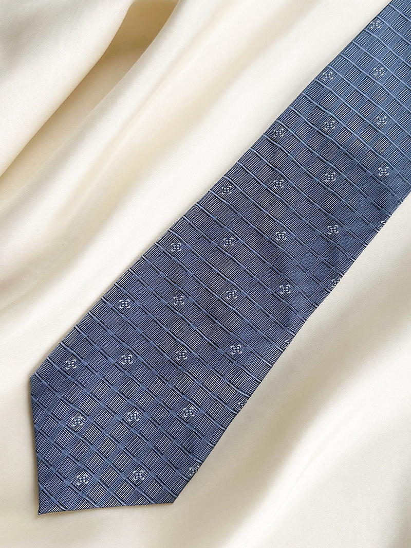 Blauwe zijden designer stropdas