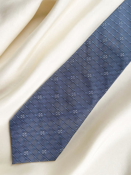 Blauwe zijden designer stropdas