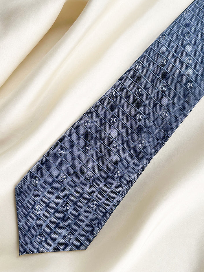Blauwe zijden designer stropdas
