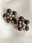 Donkerblauw/gouden clip oorbellen