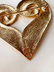 Grote vergulde designer hart broche