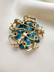 Designer broche/kettinghanger met vergeetmenietjes