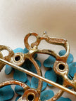 Designer broche/kettinghanger met vergeetmenietjes