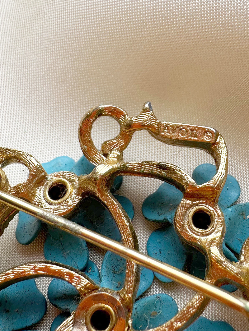 Designer broche/kettinghanger met vergeetmenietjes