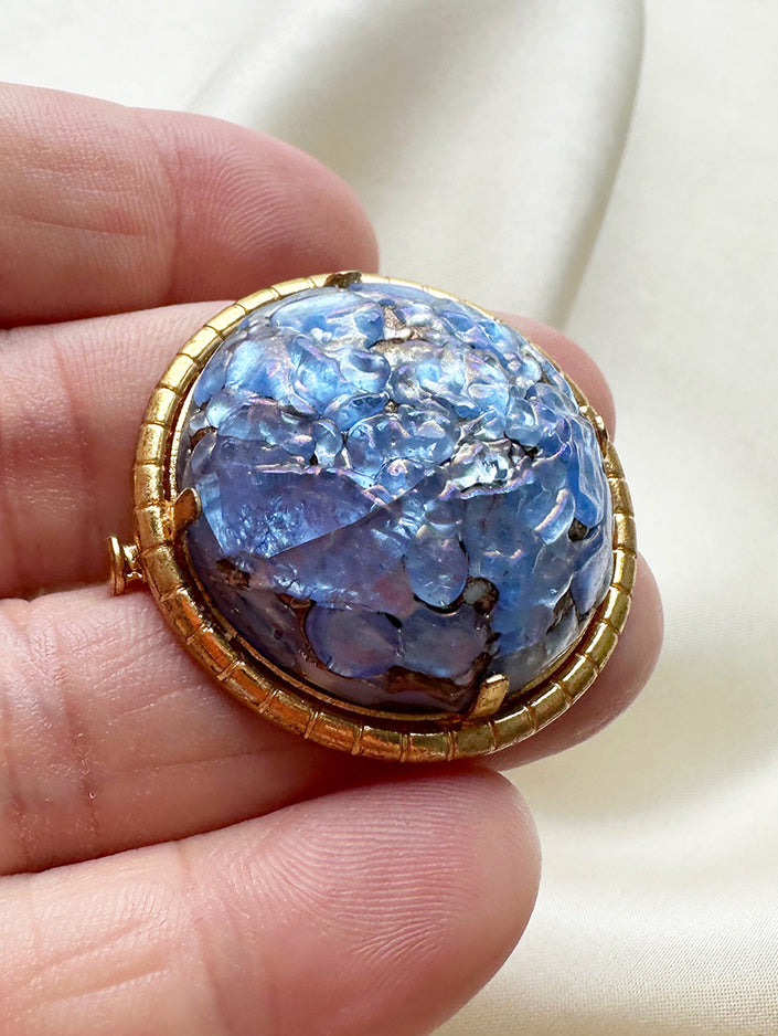 Blauwe broche uit Limoges