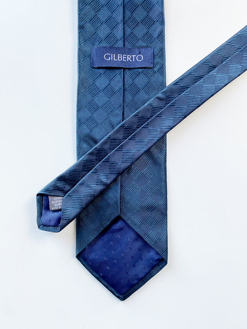 Donkerblauwe zijden stropdas