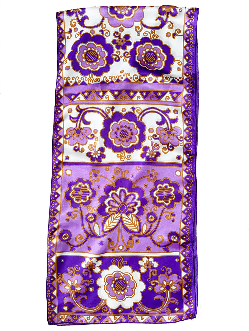 70s lange paarse printsjaal