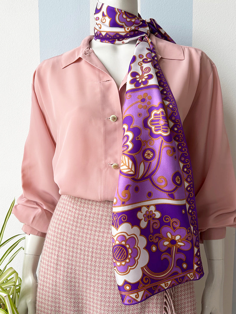 70s lange paarse printsjaal