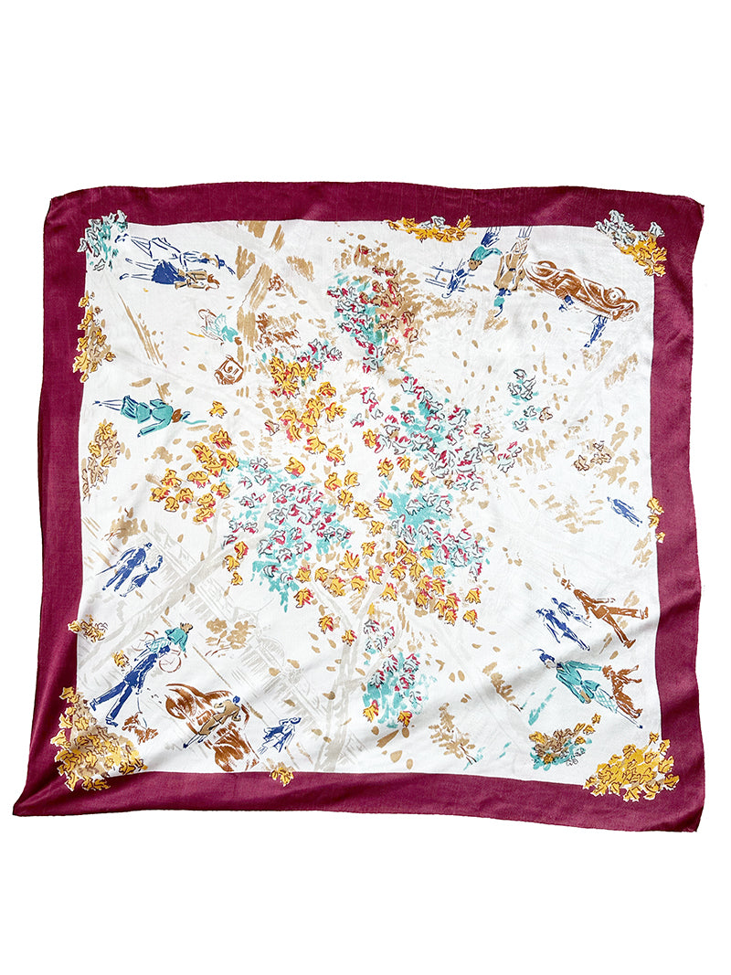 Vintage novelty sjaal met Parijse taferelen