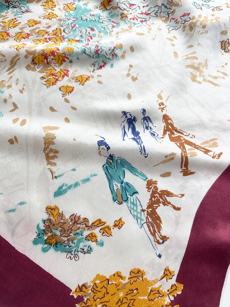 Vintage novelty sjaal met Parijse taferelen