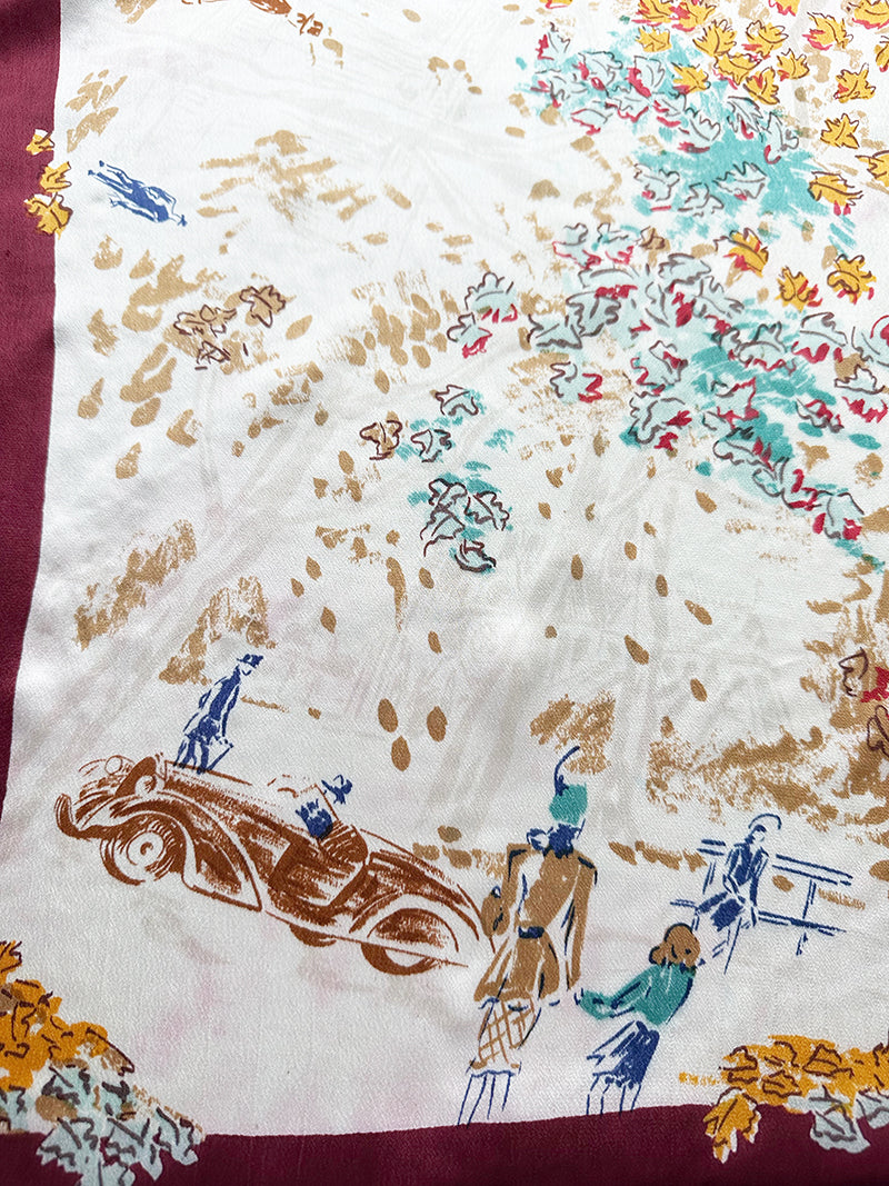 Vintage novelty sjaal met Parijse taferelen