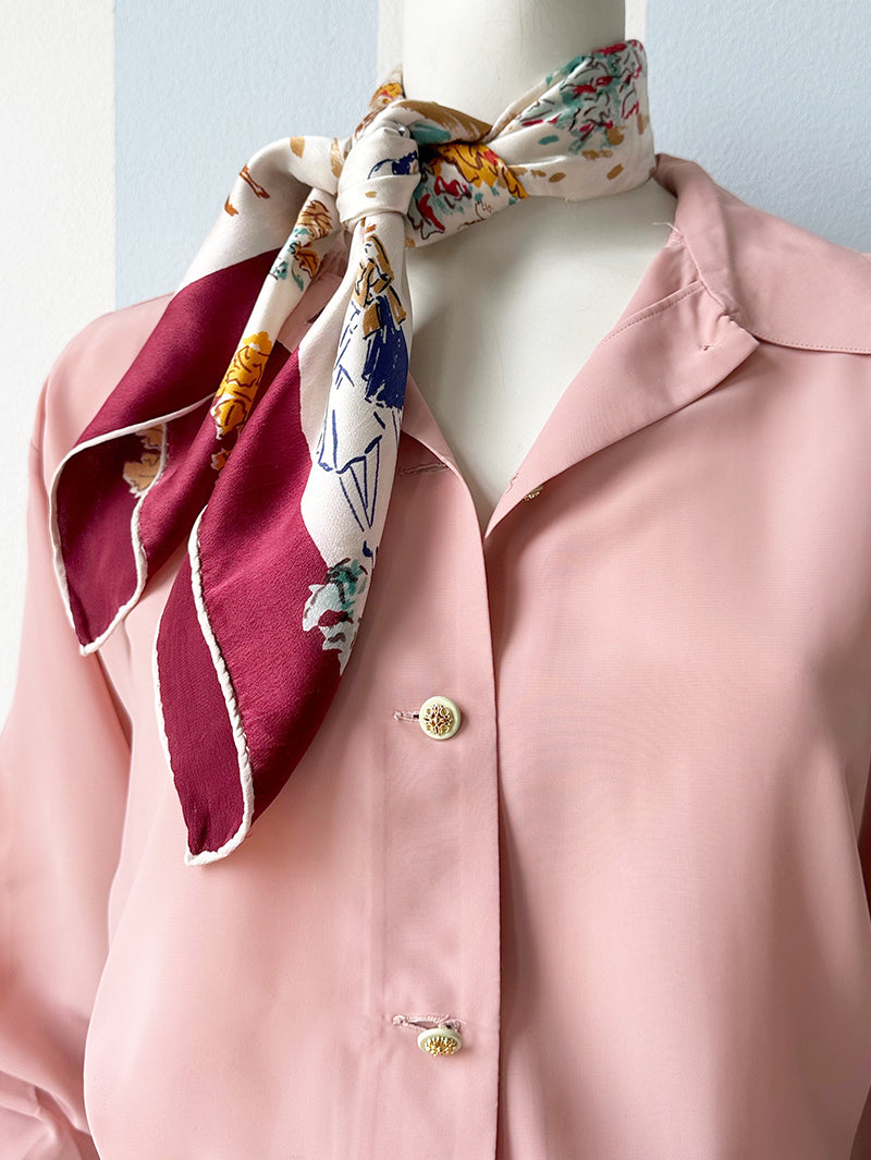 Vintage novelty sjaal met Parijse taferelen