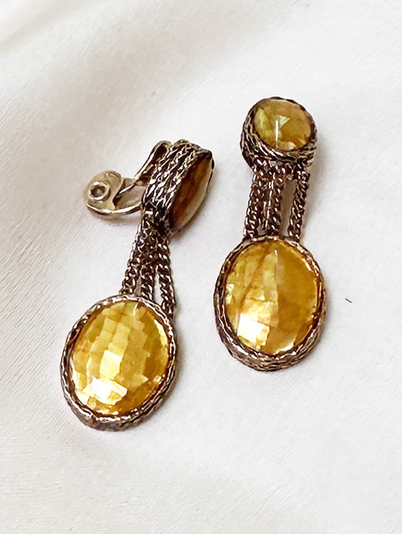 Goud/gele clip oorbellen
