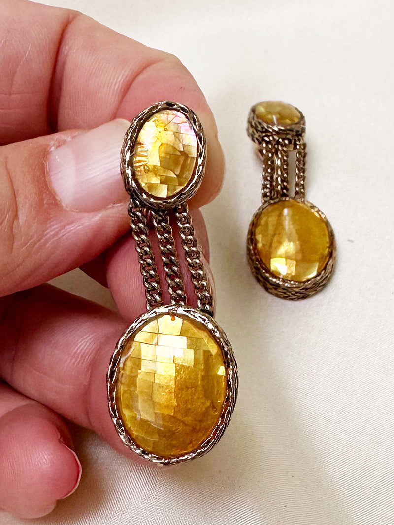 Goud/gele clip oorbellen