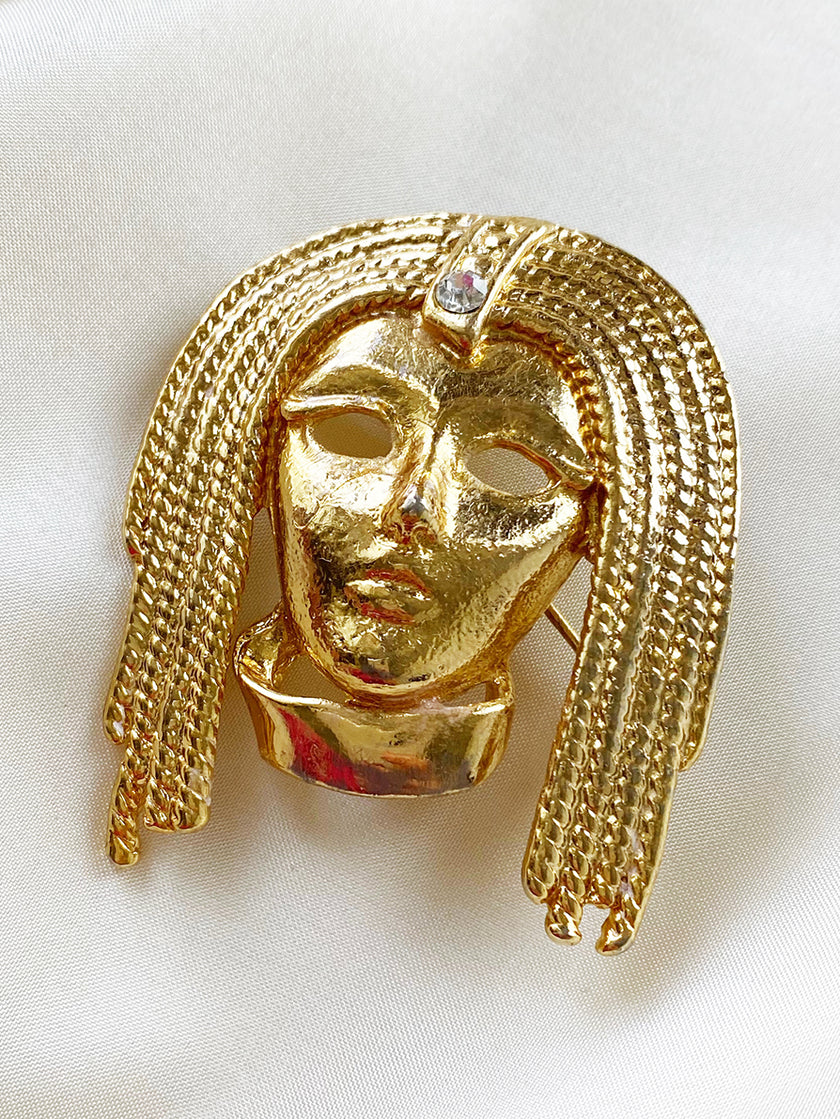 Verguld masker broche