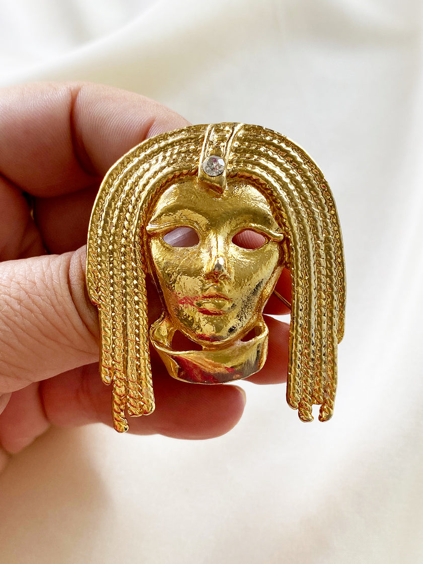 Verguld masker broche