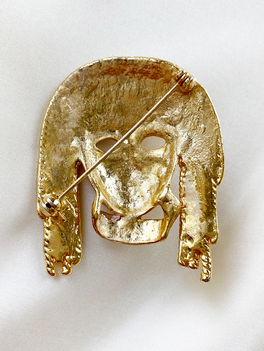 Verguld masker broche