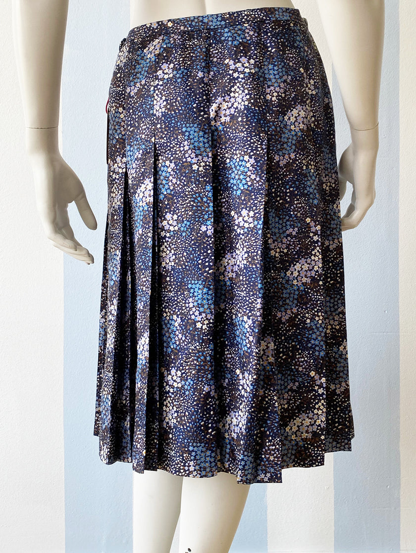 Donkerblauwe floral plooirok