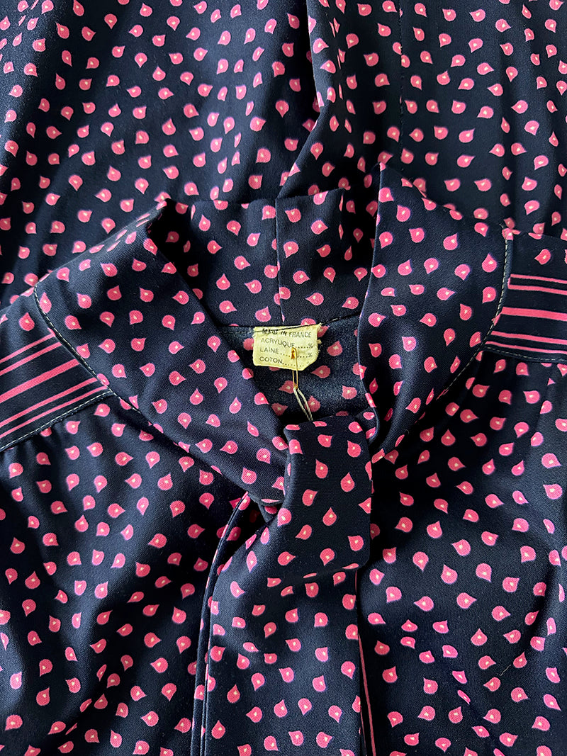 Donkerblauw/roze strikjurk