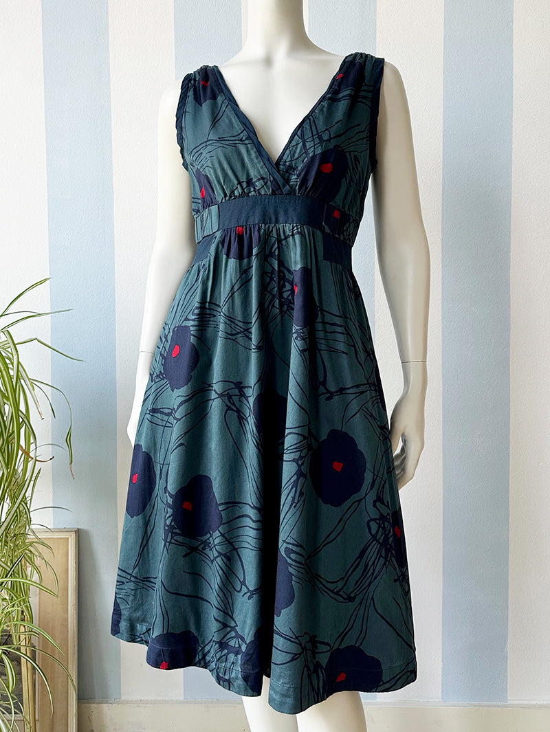 Groen/blauwe designer jurk