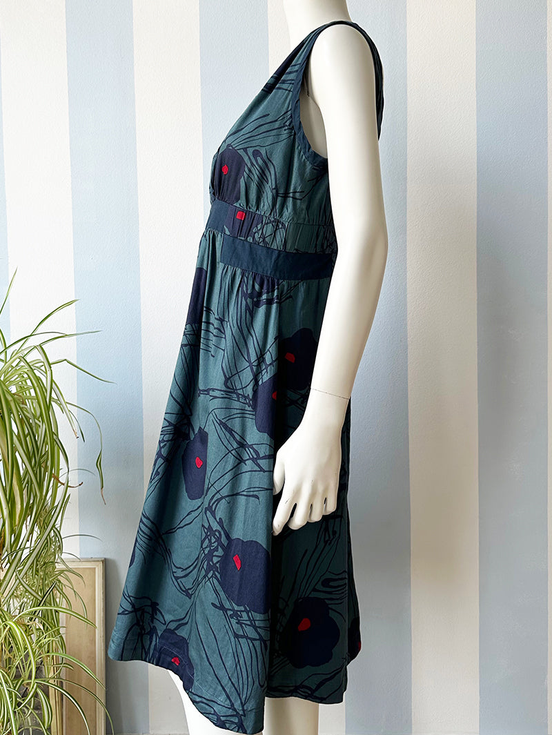 Groen/blauwe designer jurk