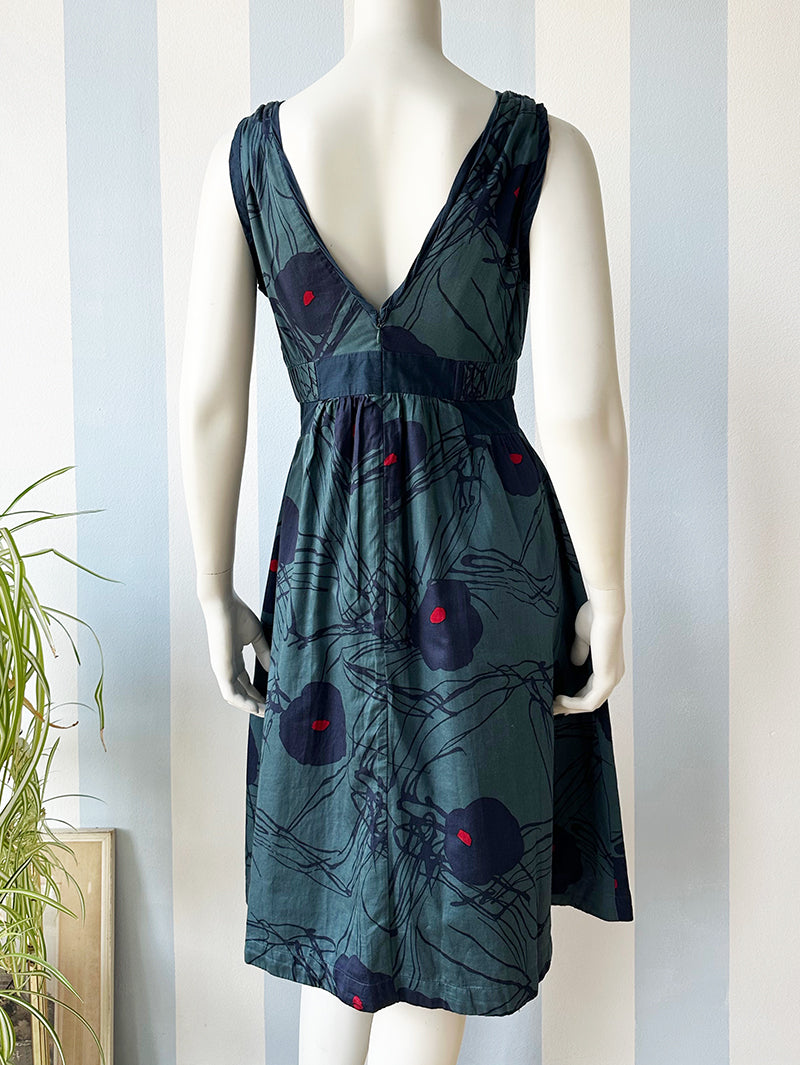 Groen/blauwe designer jurk