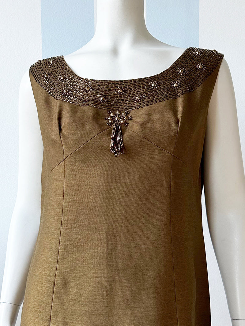 50s gouden wollen feestjurk