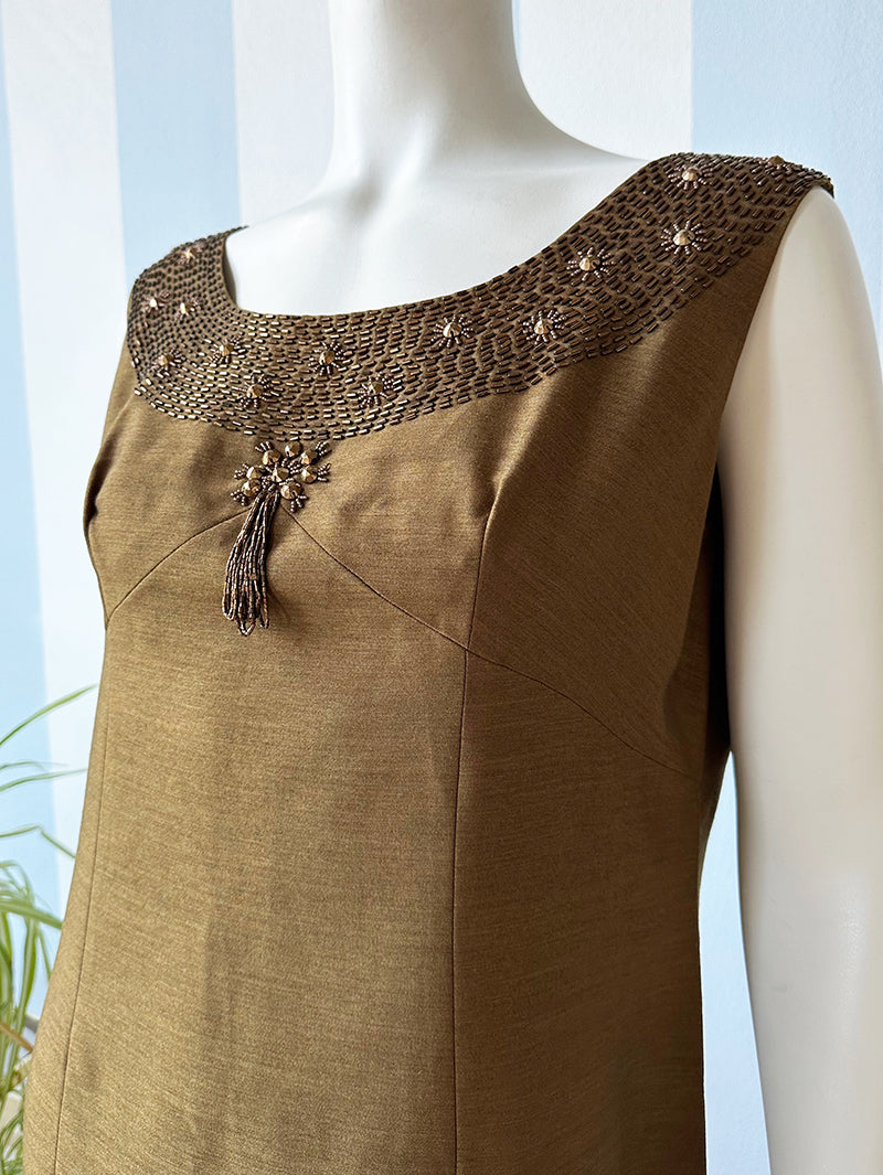 50s gouden wollen feestjurk