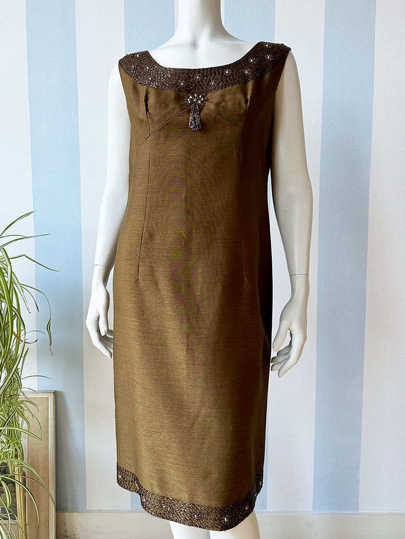 50s gouden wollen feestjurk