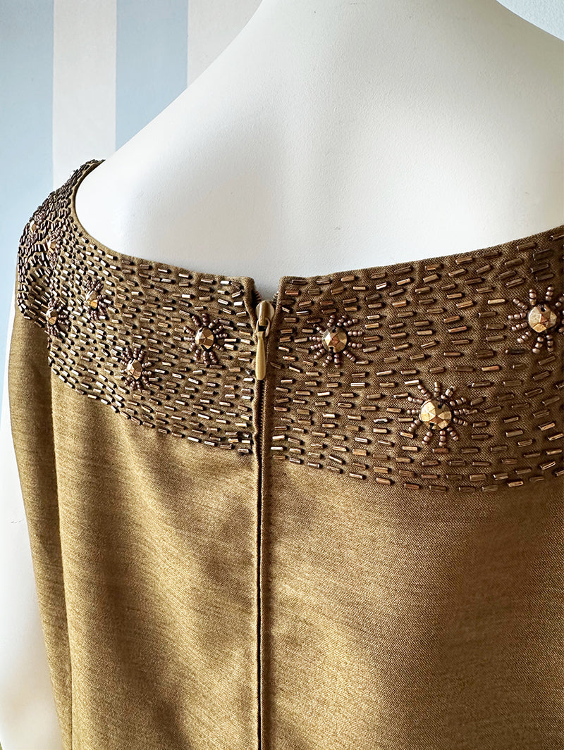 50s gouden wollen feestjurk