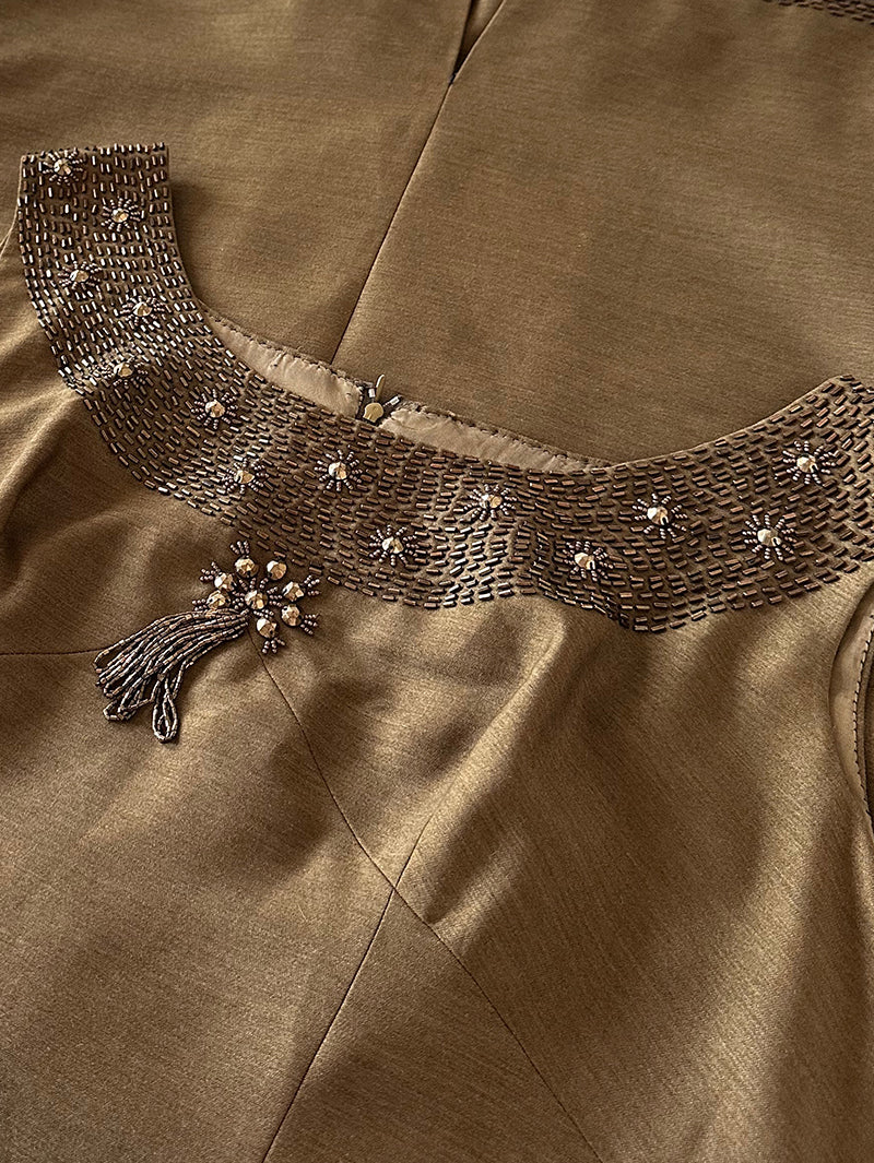 50s gouden wollen feestjurk