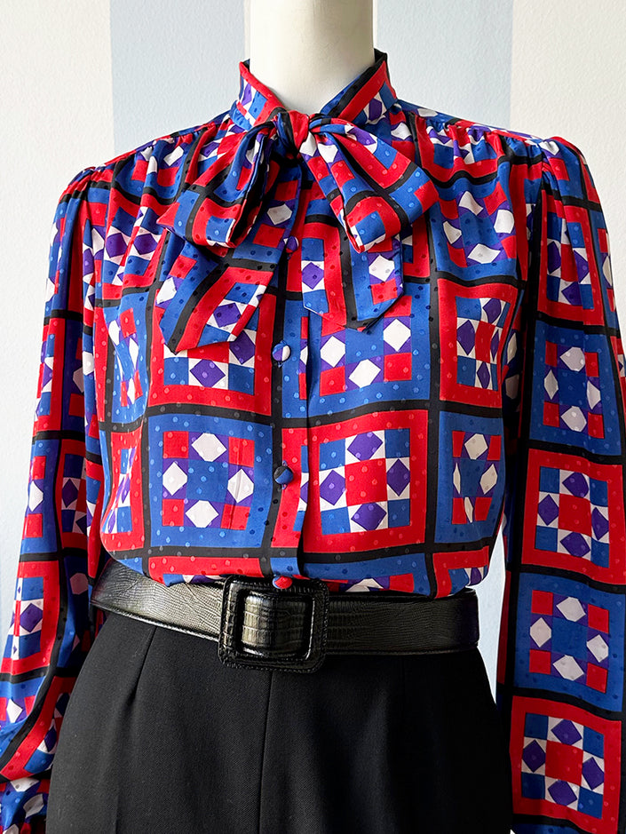 70s strikblouse met dessin