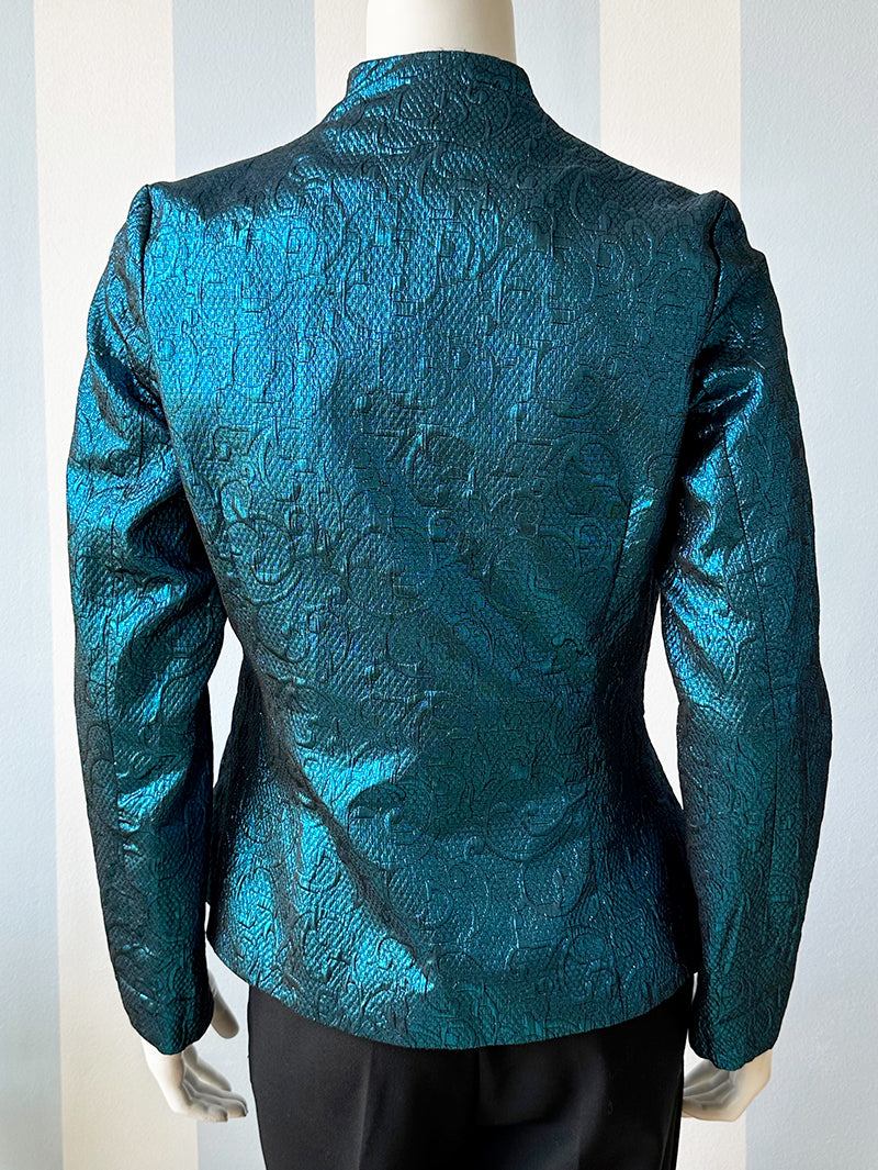 Teal jacquard blazer