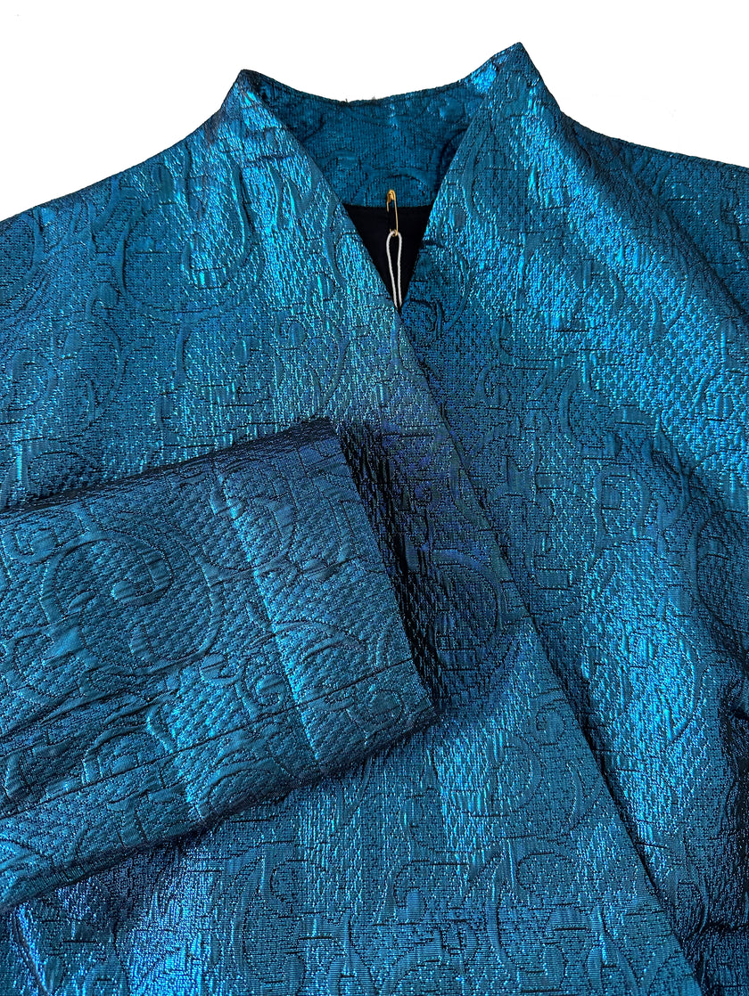 Teal jacquard blazer