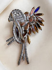 Kristalglazen vogel broche