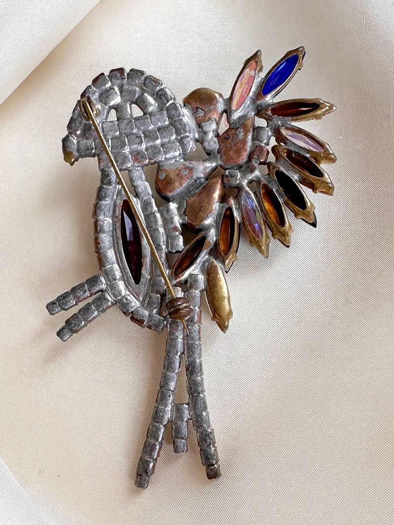 Kristalglazen vogel broche