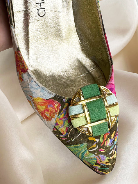 Groen/gouden schoenclips
