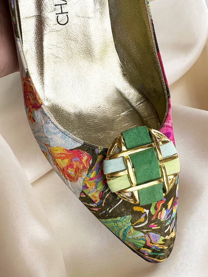 Groen/gouden schoenclips