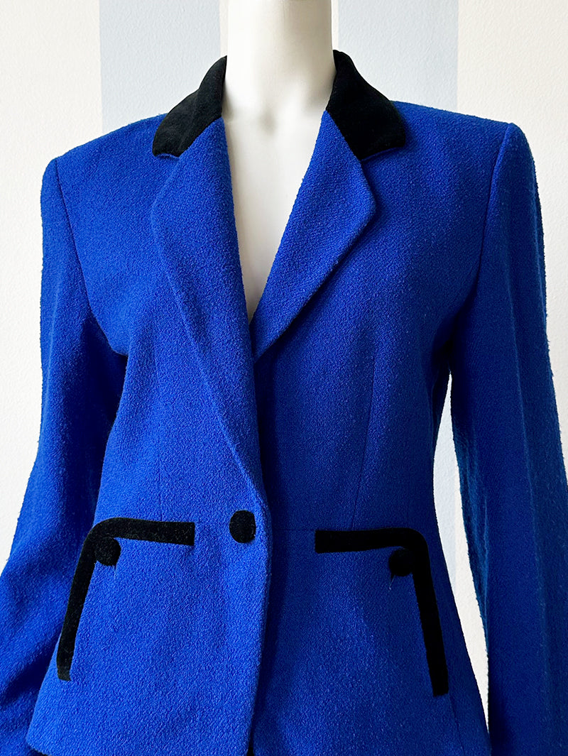 Kobaltblauw wollen designer jasje
