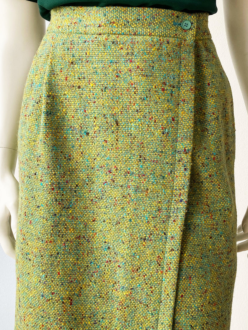 Groen tweed wollen overslagrokje