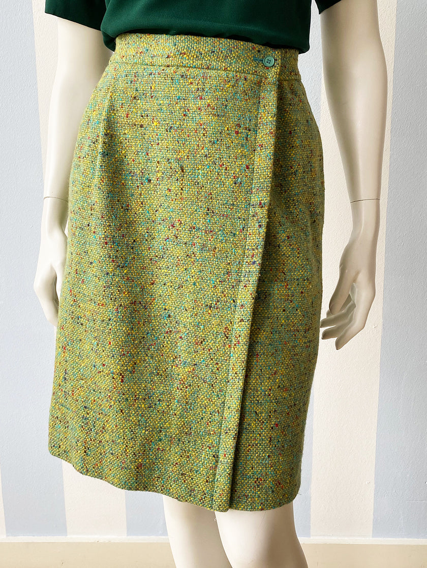 Groen tweed wollen overslagrokje