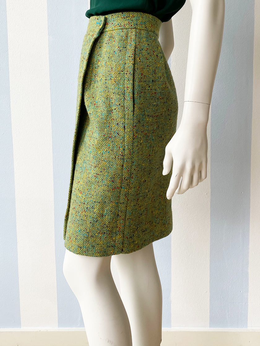 Groen tweed wollen overslagrokje