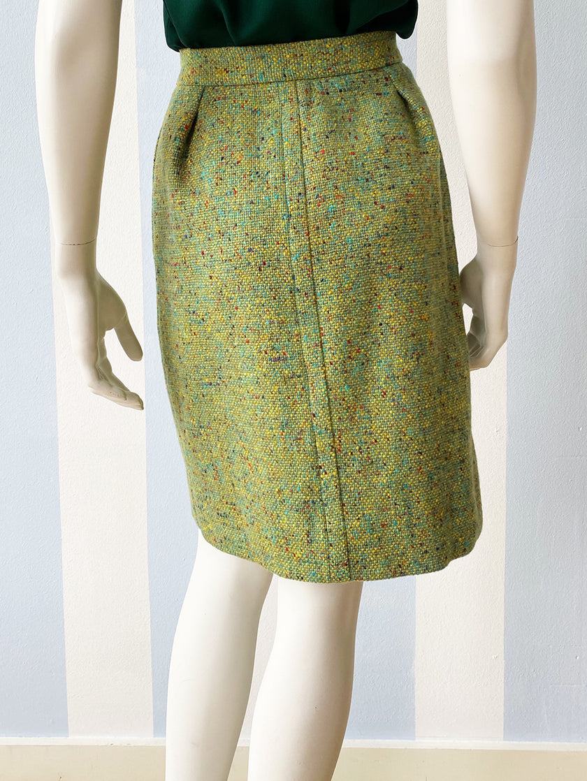 Groen tweed wollen overslagrokje