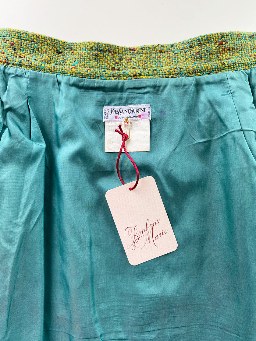 Groen tweed wollen overslagrokje