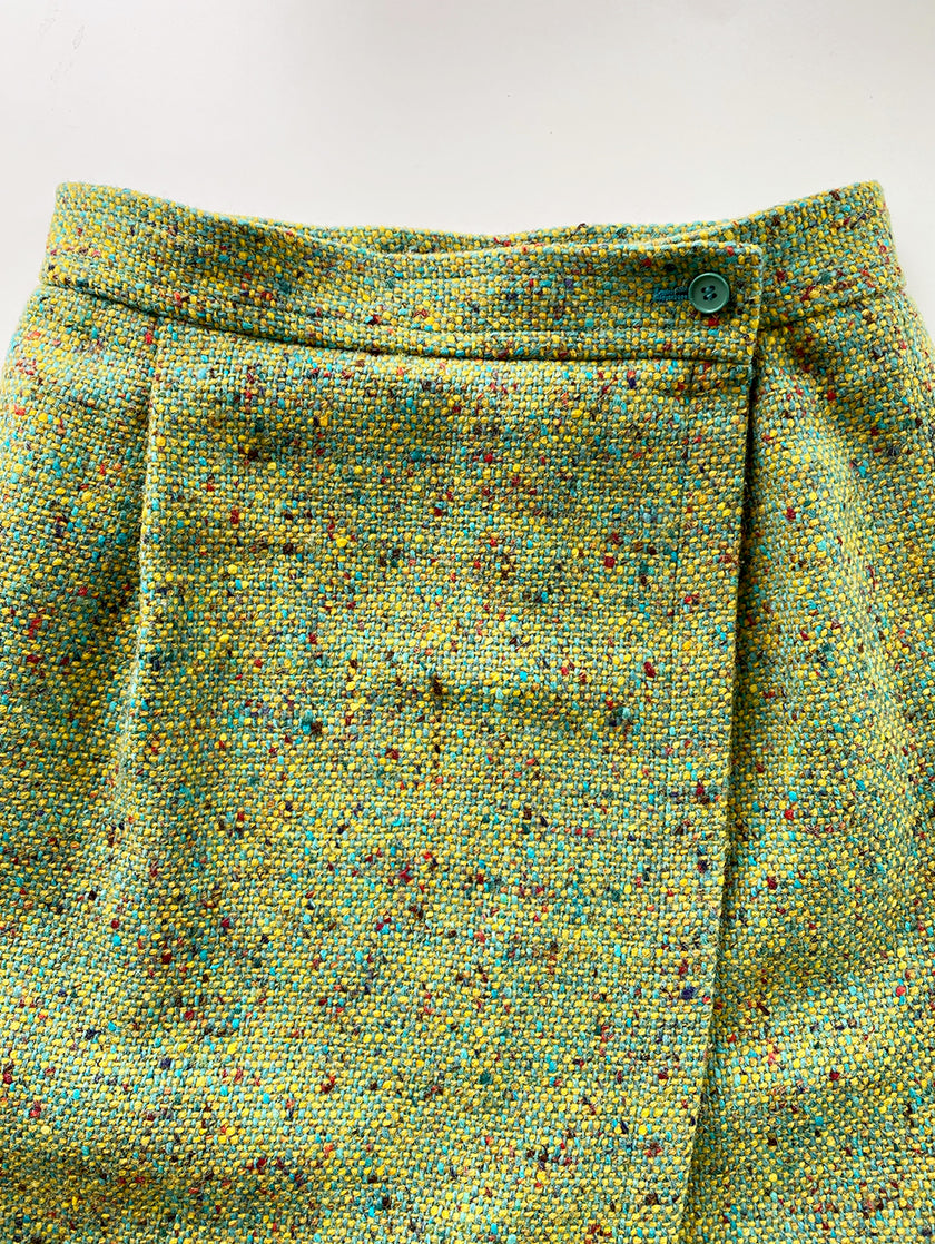 Groen tweed wollen overslagrokje